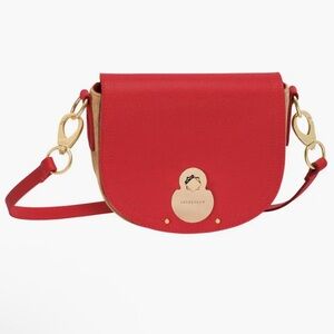 Longchamp Cavalcade Small Crossbody Red leather & Suede with Gold Hardware NWOT